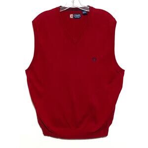 Chaps Red V Neck Sleeveless Sweater Vest Pullover Mens L Preppy Classic Academia